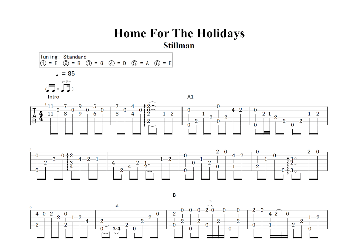 Home For The Holidays吉他谱预览图