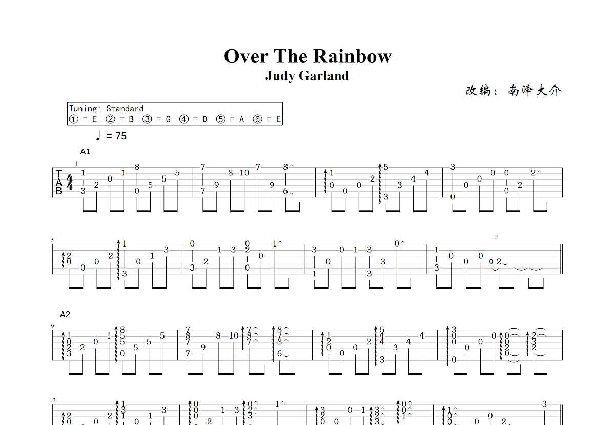 Over The Rainbow吉他谱_南泽大介,Judy Garland_C调指弹