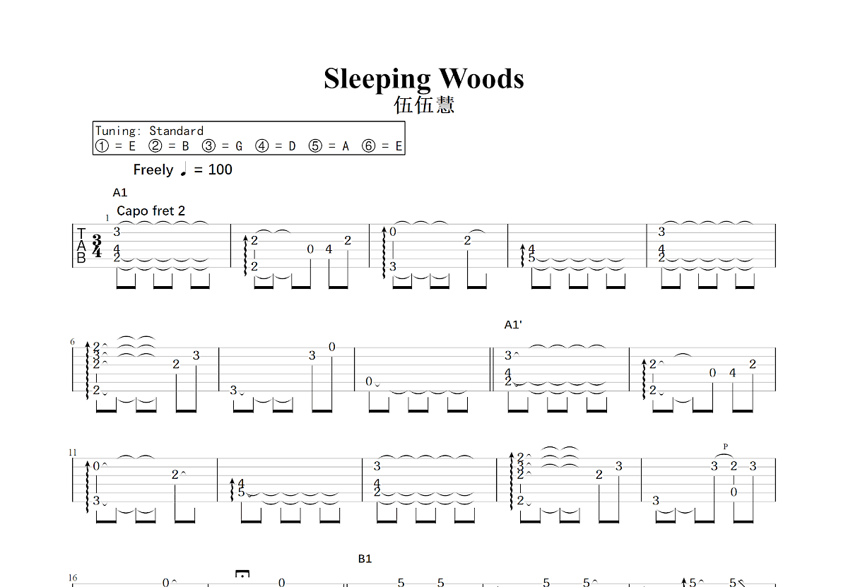 Sleeping Woods吉他谱预览图