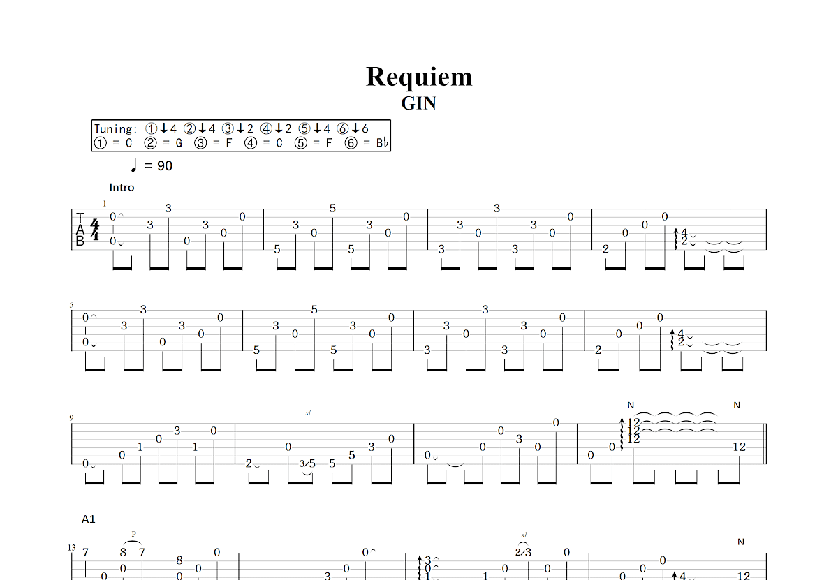 Requiem吉他谱预览图