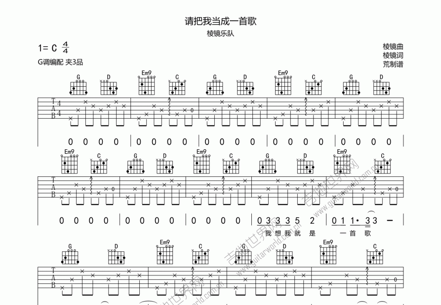 请把我当成一首歌吉他谱预览图