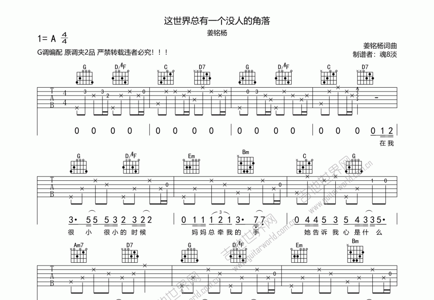 这世界总有一个没人的角落吉他谱预览图
