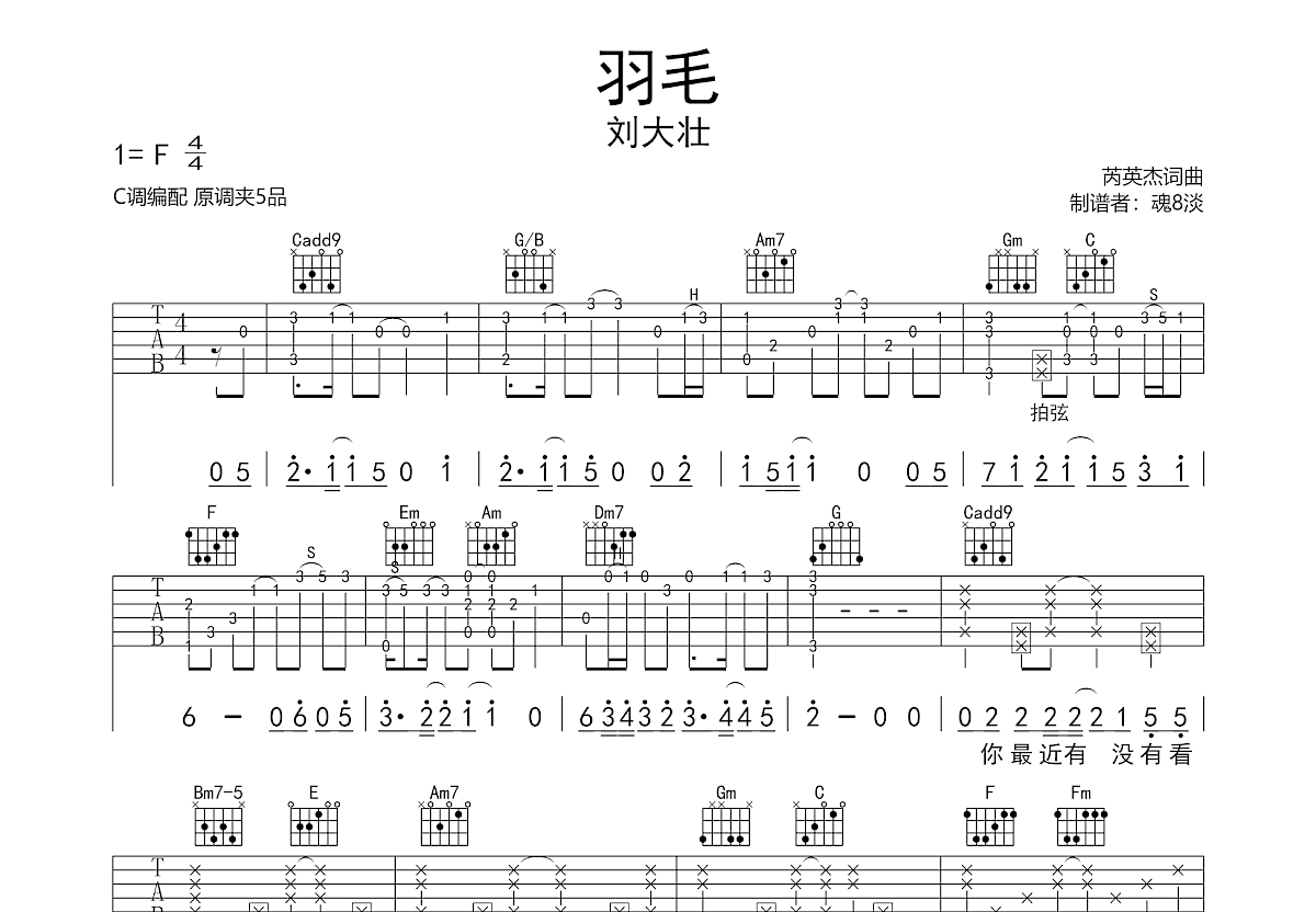 羽毛吉他谱预览图