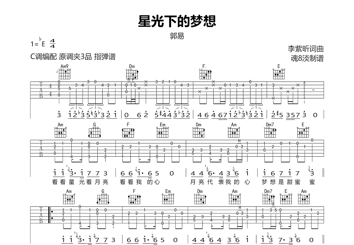 星光下的梦想吉他谱预览图