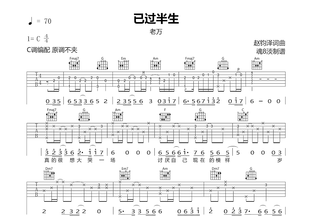 已过半生吉他谱预览图