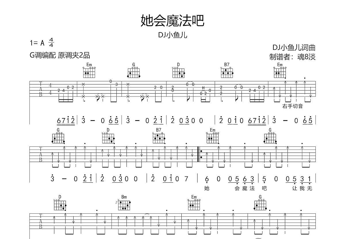 她会魔法吧吉他谱预览图