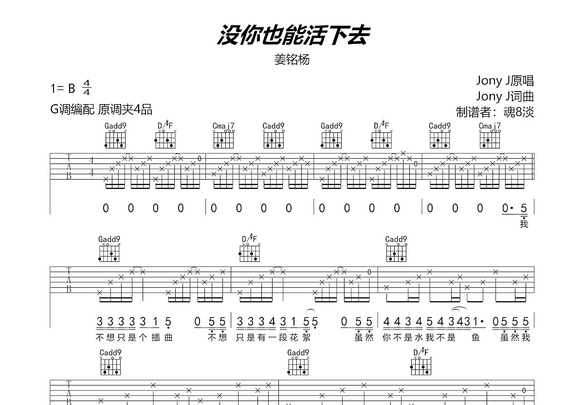 没你也能活下去吉他谱预览图