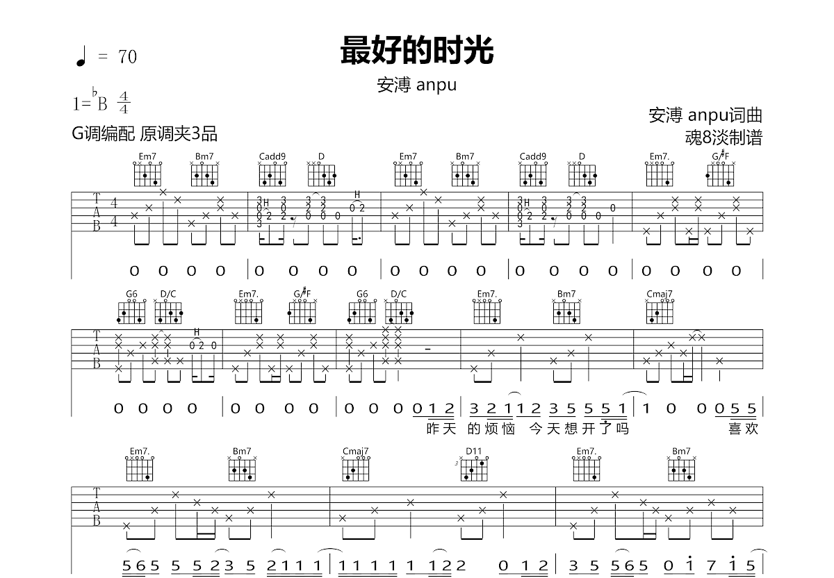 最好的时光吉他谱预览图