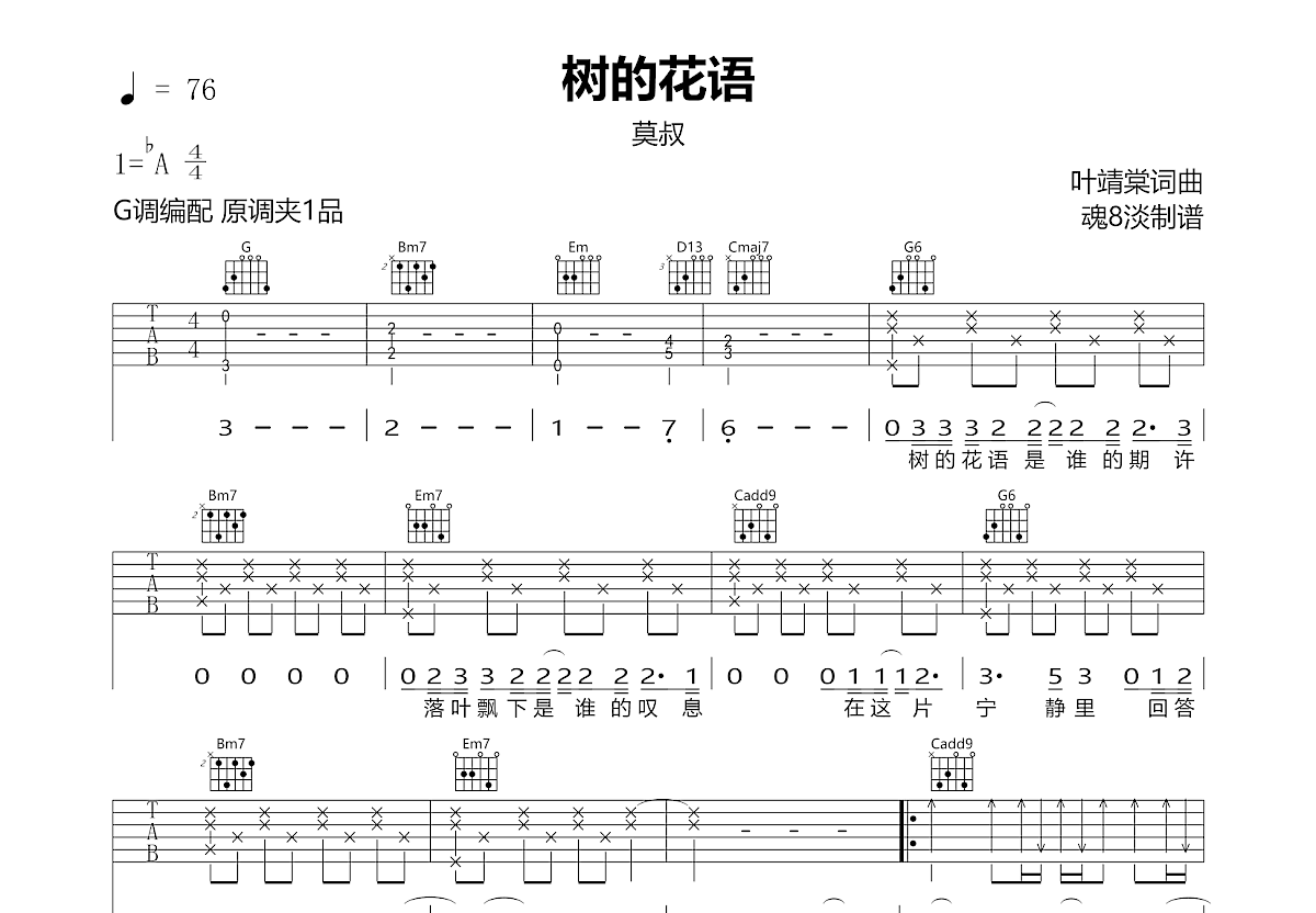 树的花语吉他谱预览图