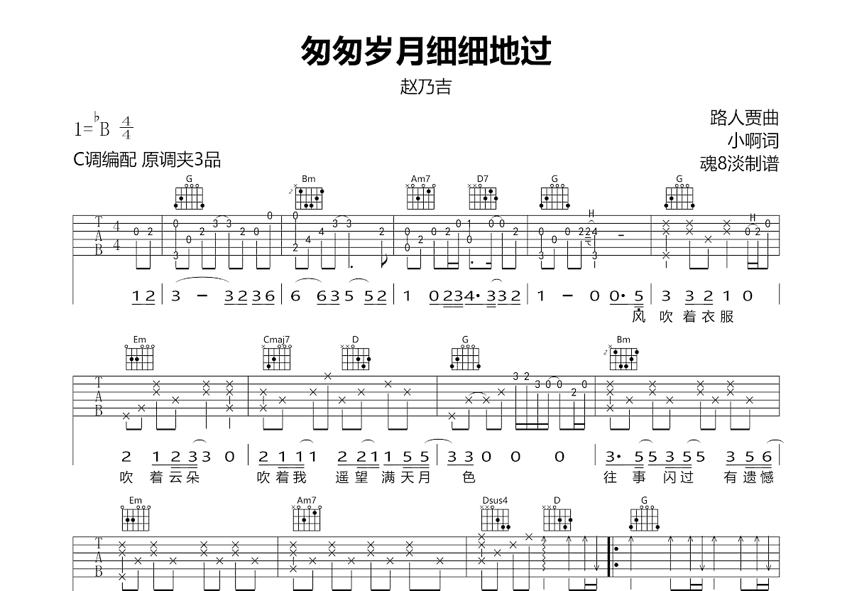 匆匆岁月细细地过吉他谱预览图