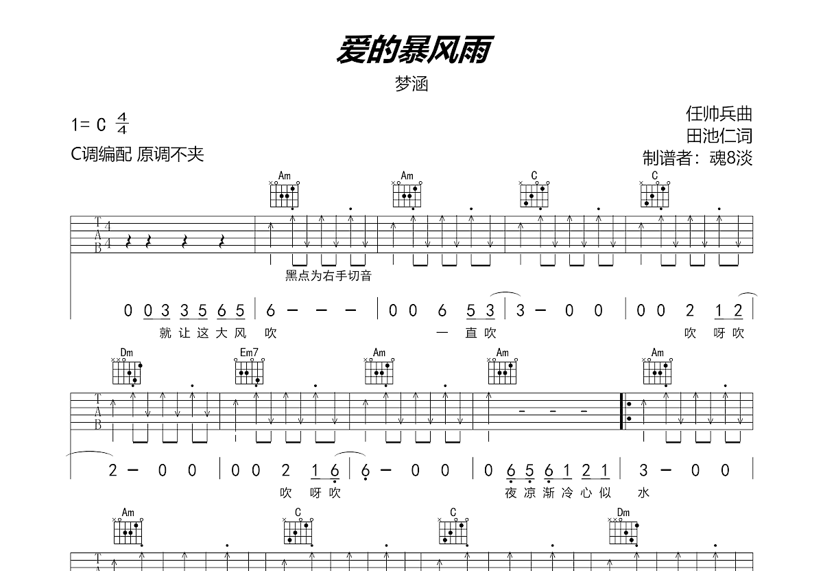 爱的暴风雨吉他谱预览图