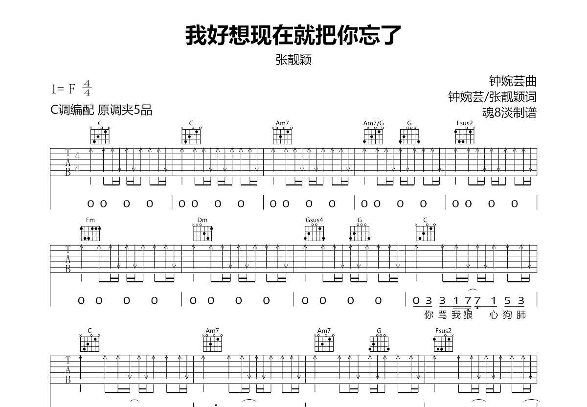 我好想现在就把你忘了吉他谱预览图