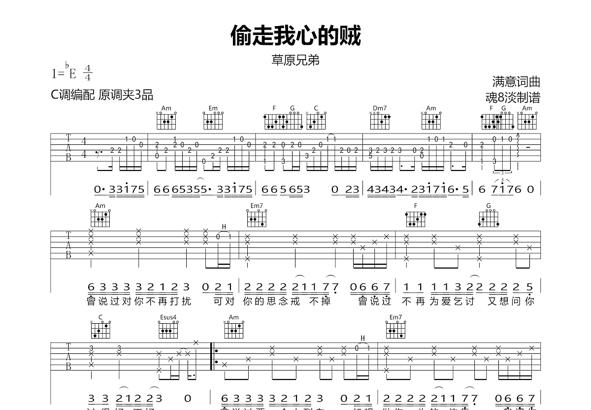 偷走我心的贼吉他谱预览图