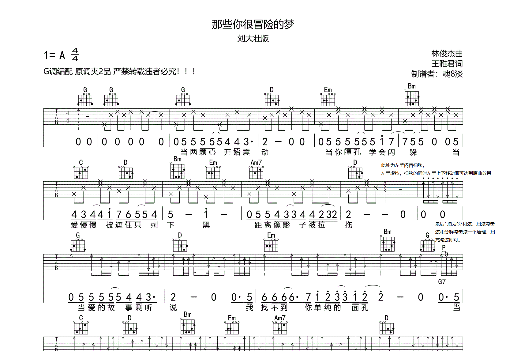 那些你很冒险的梦吉他谱预览图