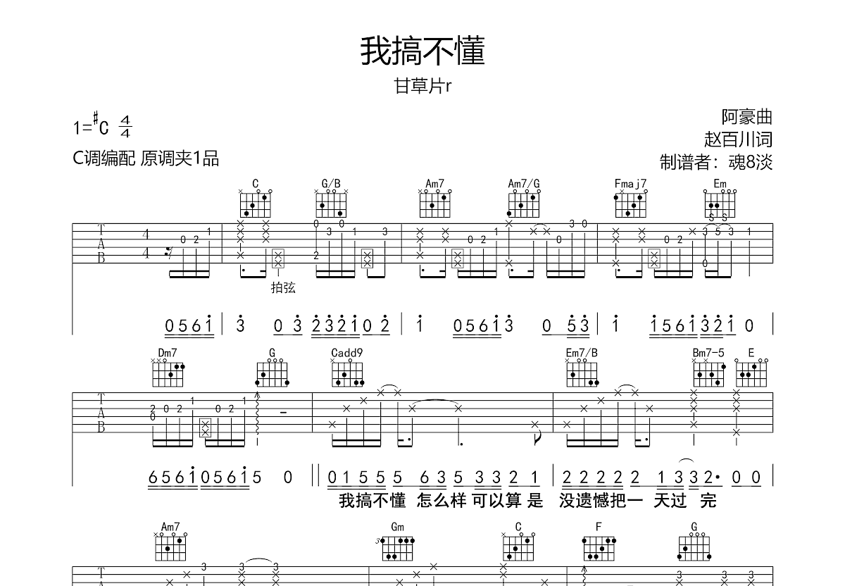 我搞不懂吉他谱预览图