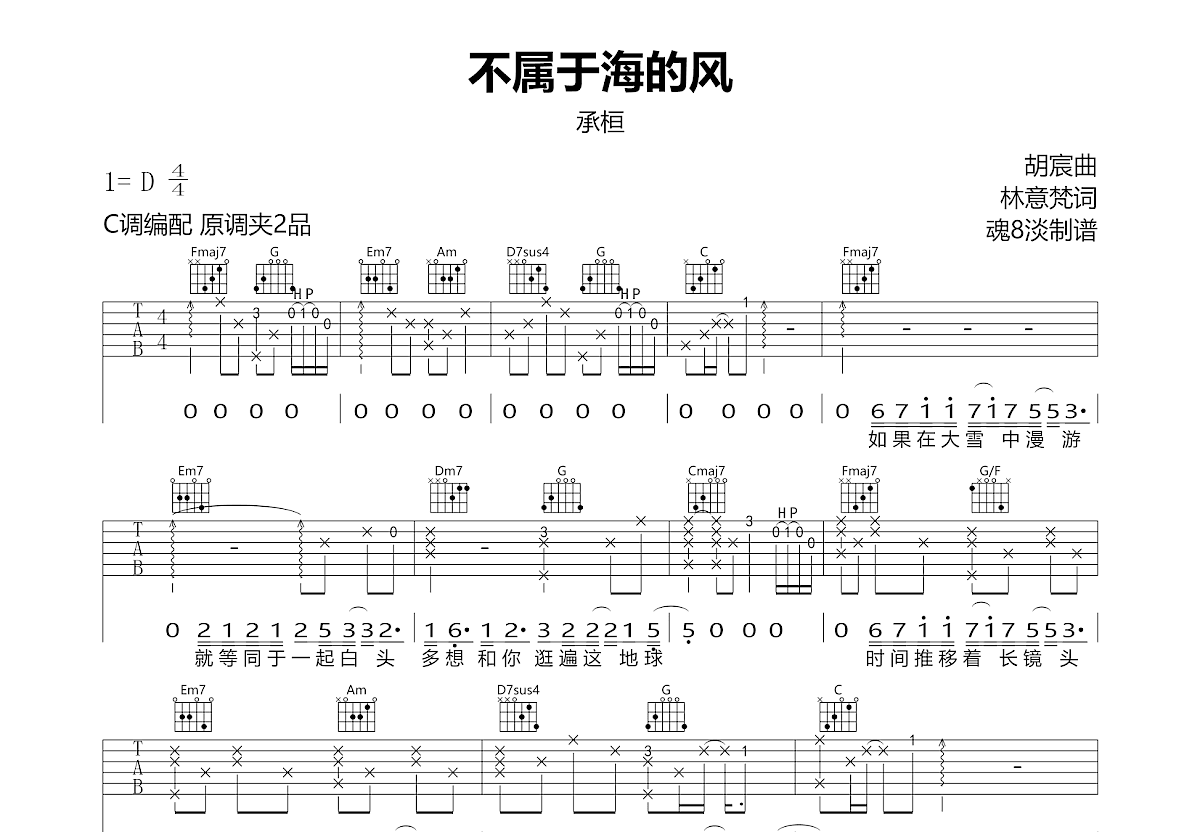 不属于海的风吉他谱预览图