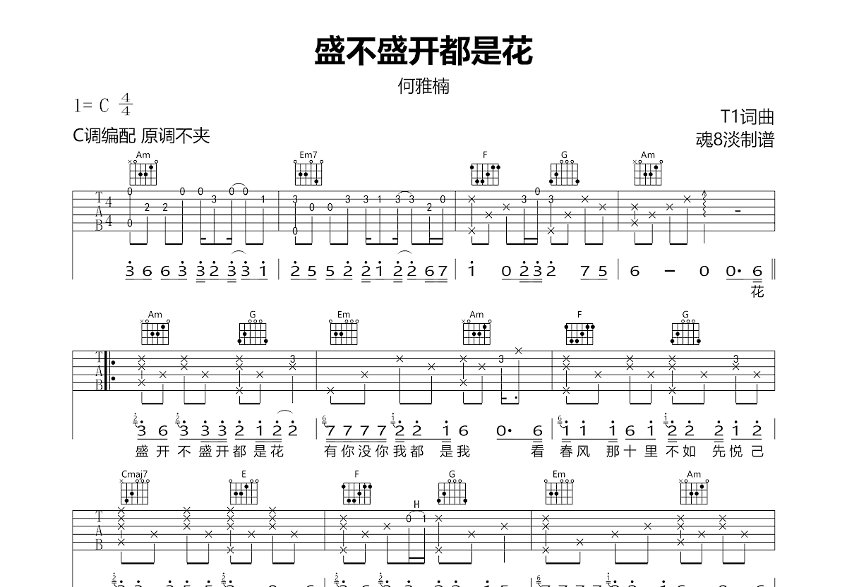 盛不盛开都是花吉他谱预览图