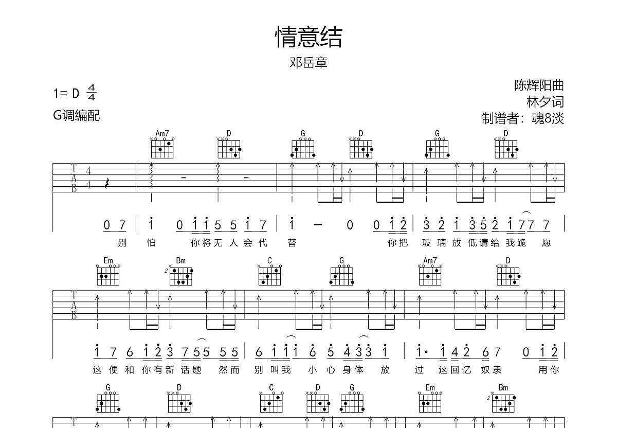 情意结吉他谱预览图