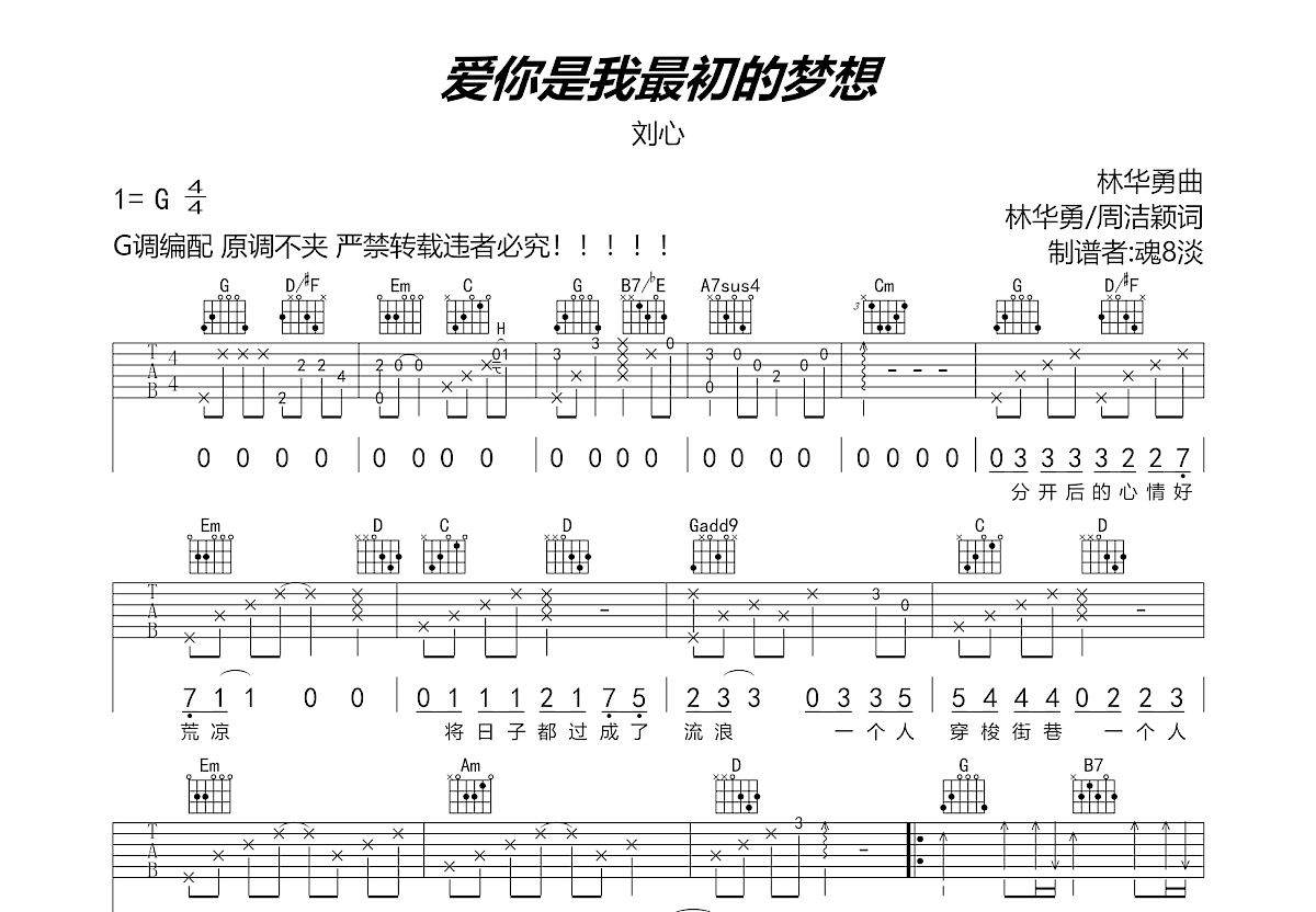 爱你是我最初的梦想吉他谱预览图