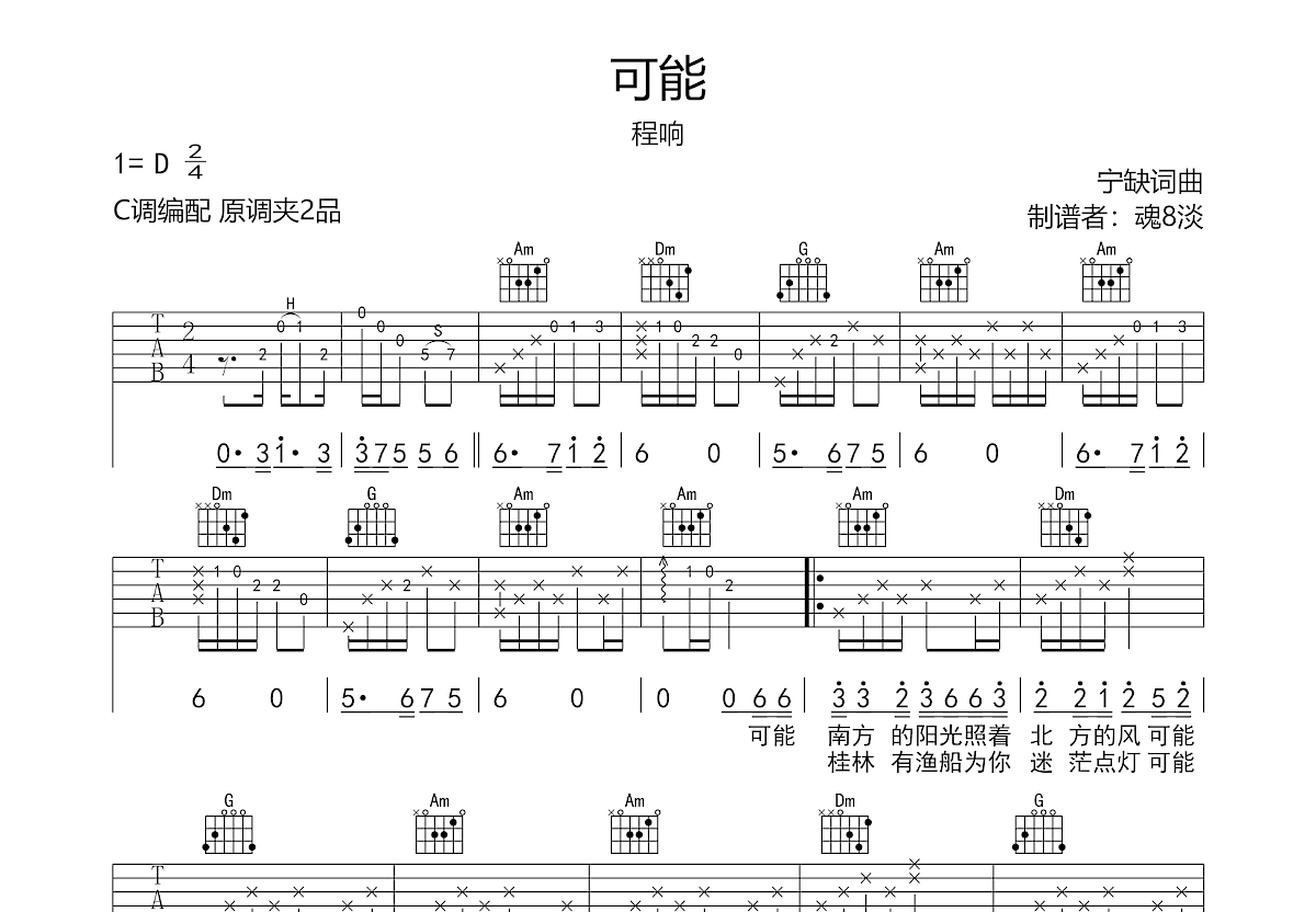 可能吉他谱预览图