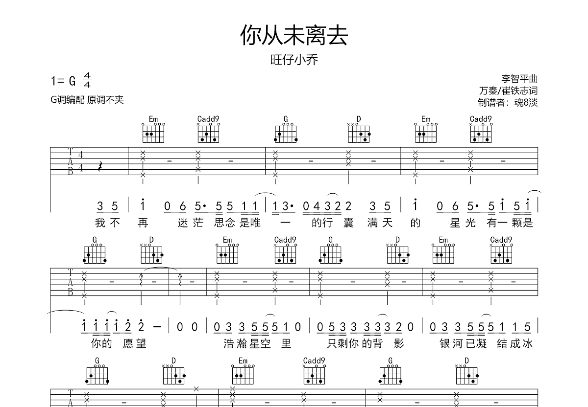 你从未离去吉他谱预览图