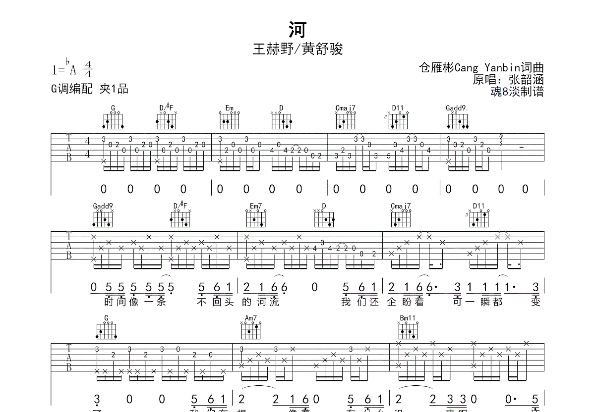 河吉他谱预览图