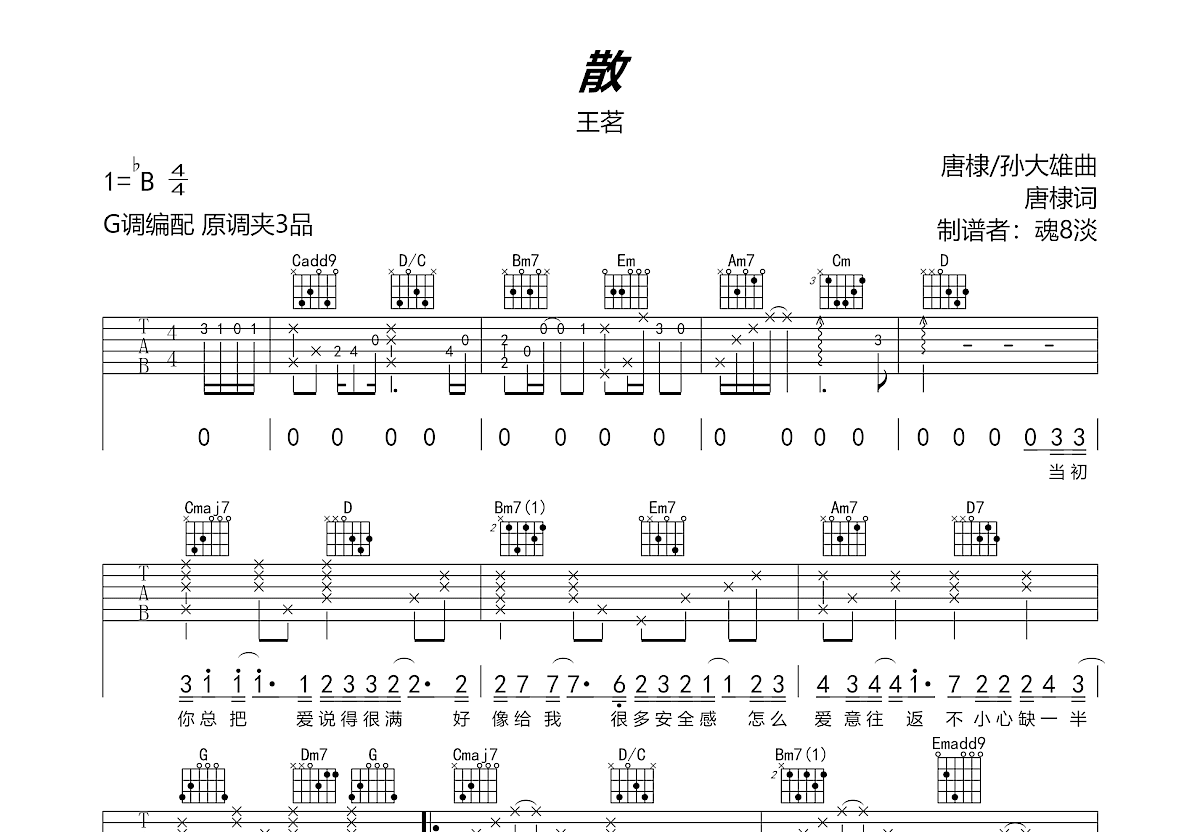 散吉他谱预览图