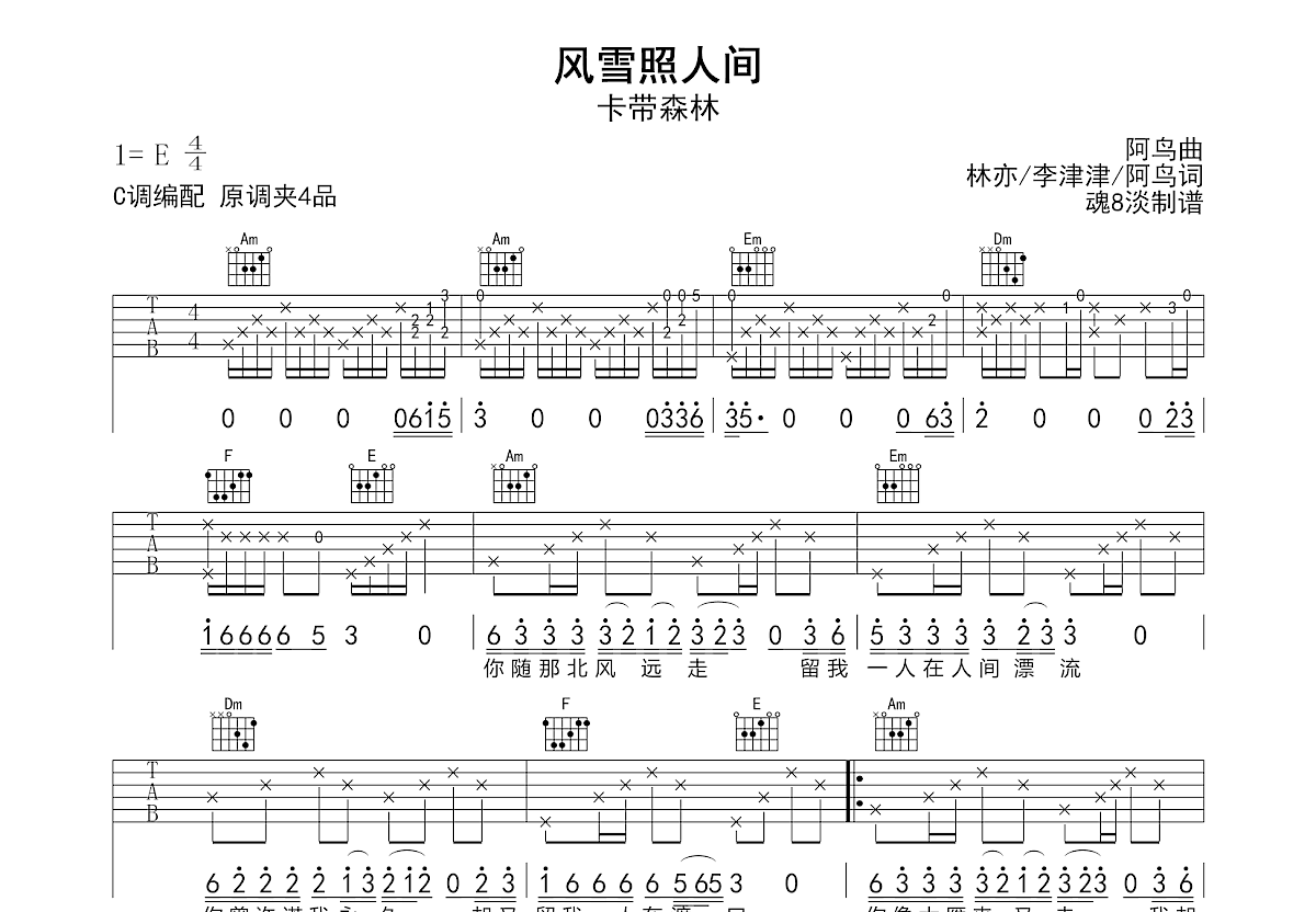 风雪照人间吉他谱预览图
