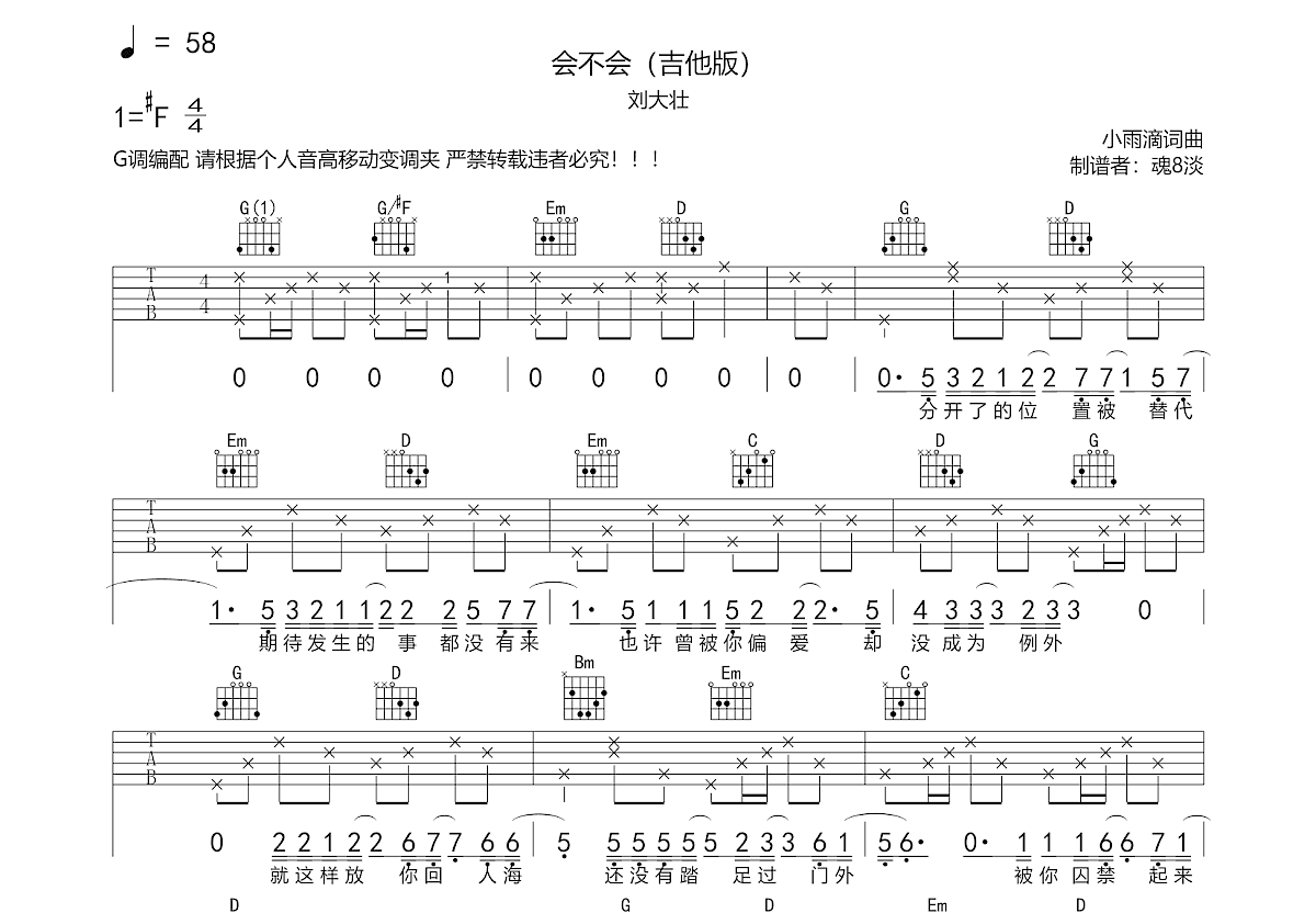 会不会吉他谱预览图