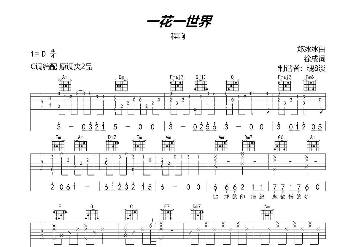 一花一世界吉他谱预览图