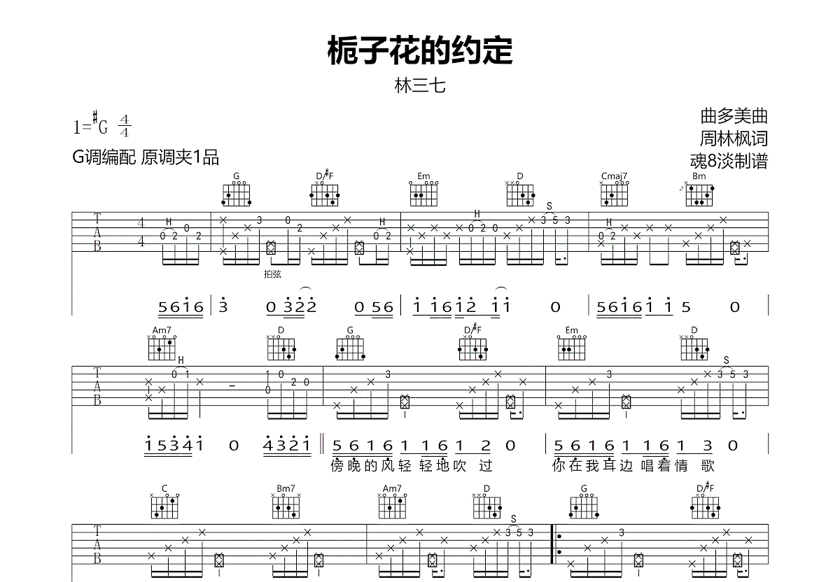 栀子花的约定吉他谱预览图