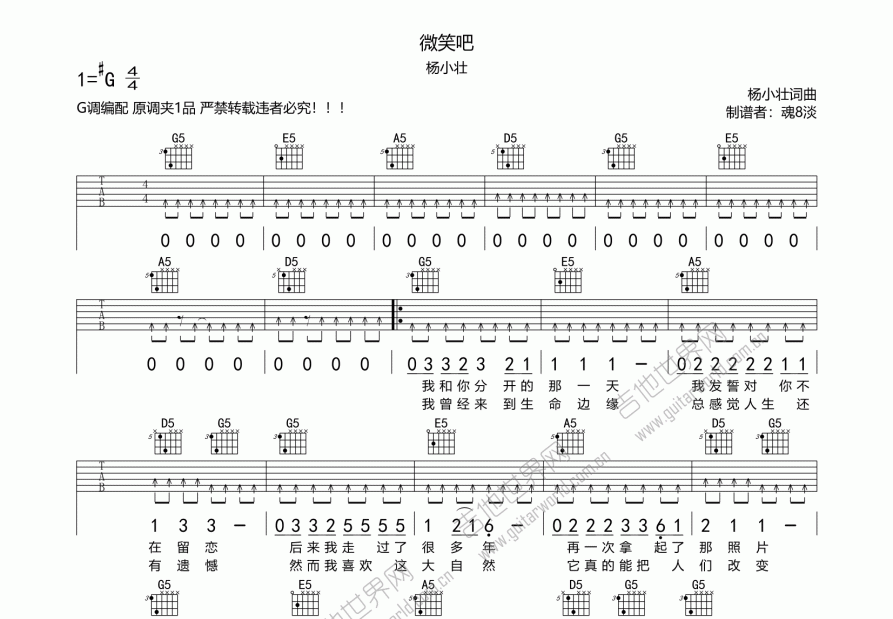 微笑吧吉他谱预览图