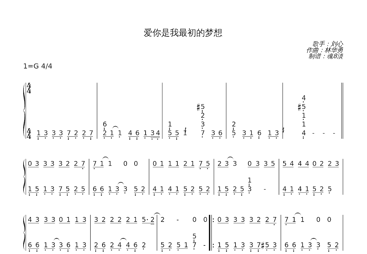 爱你是我最初的梦想简谱预览图