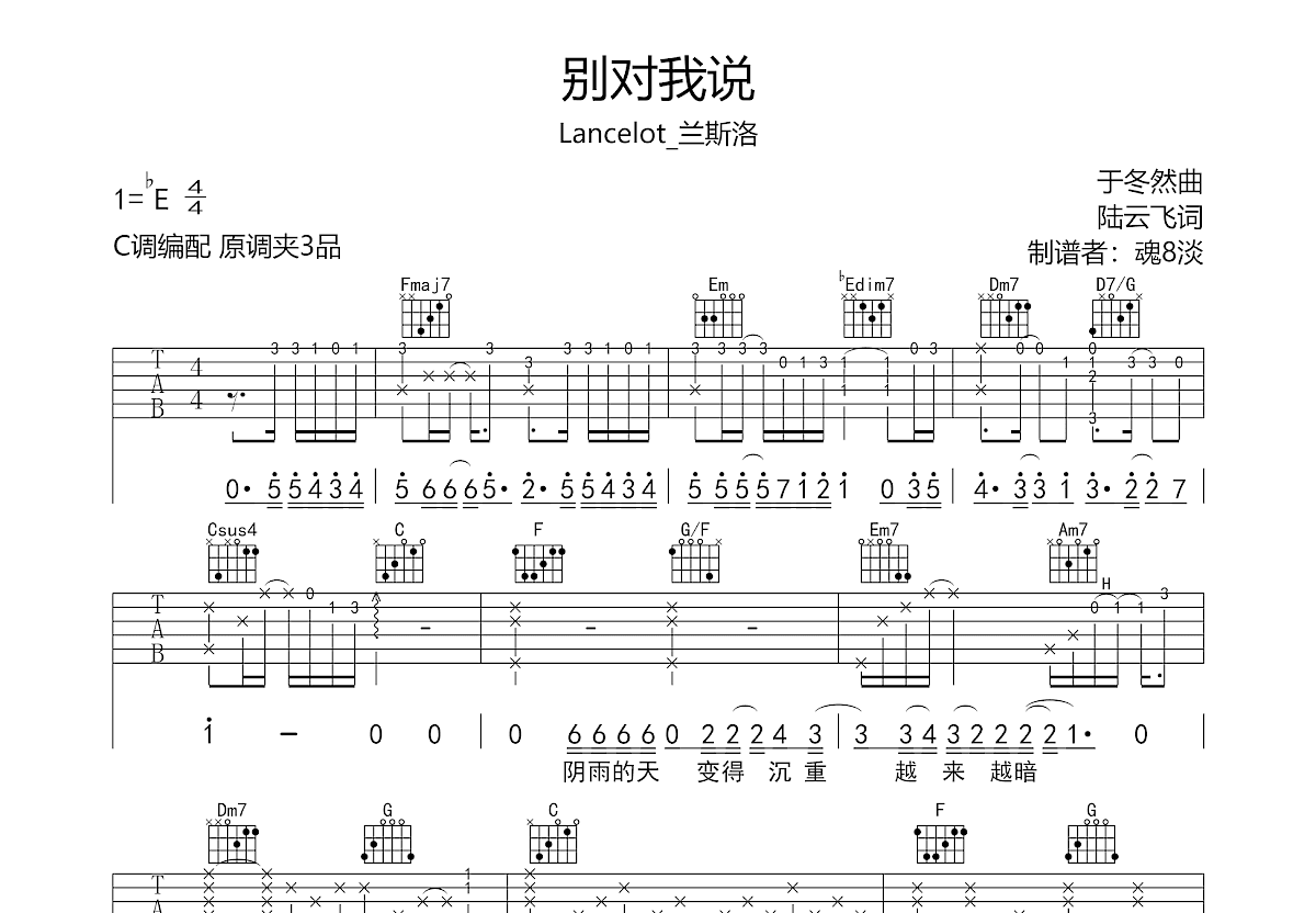 别对我说吉他谱预览图