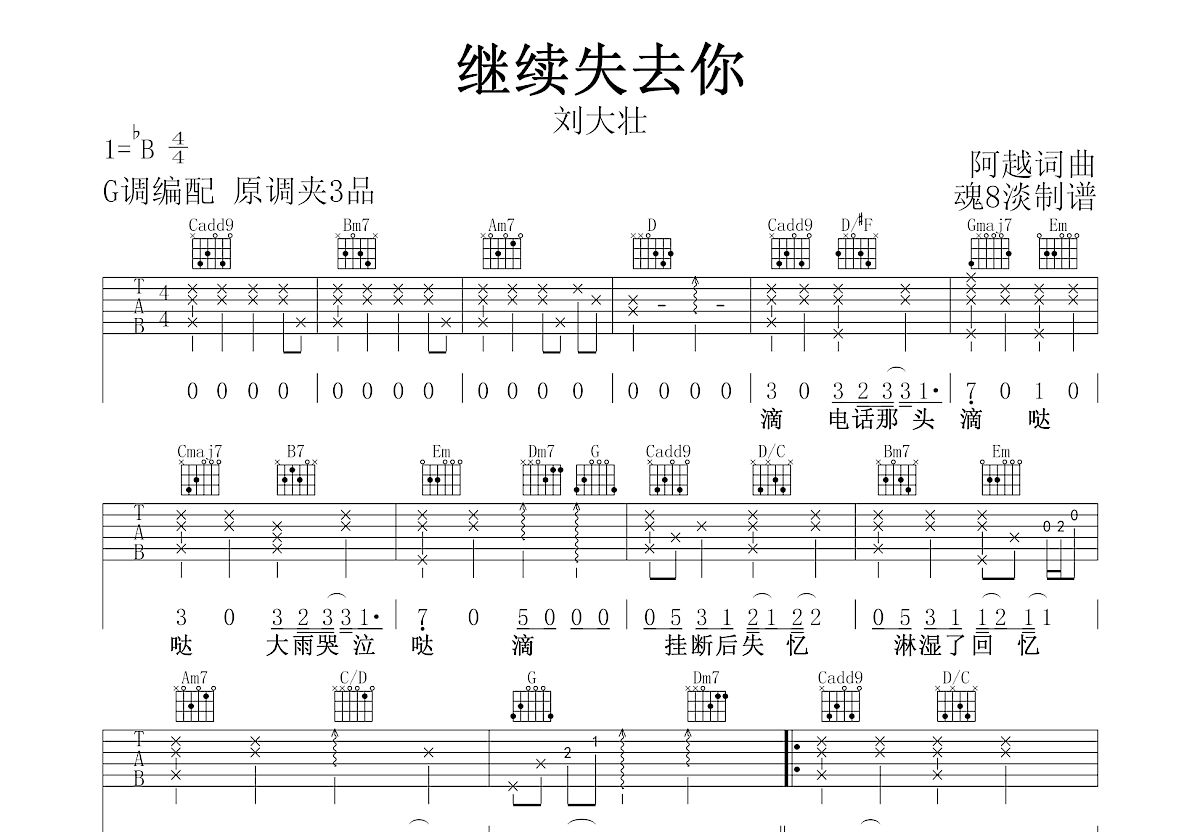 继续失去你吉他谱预览图