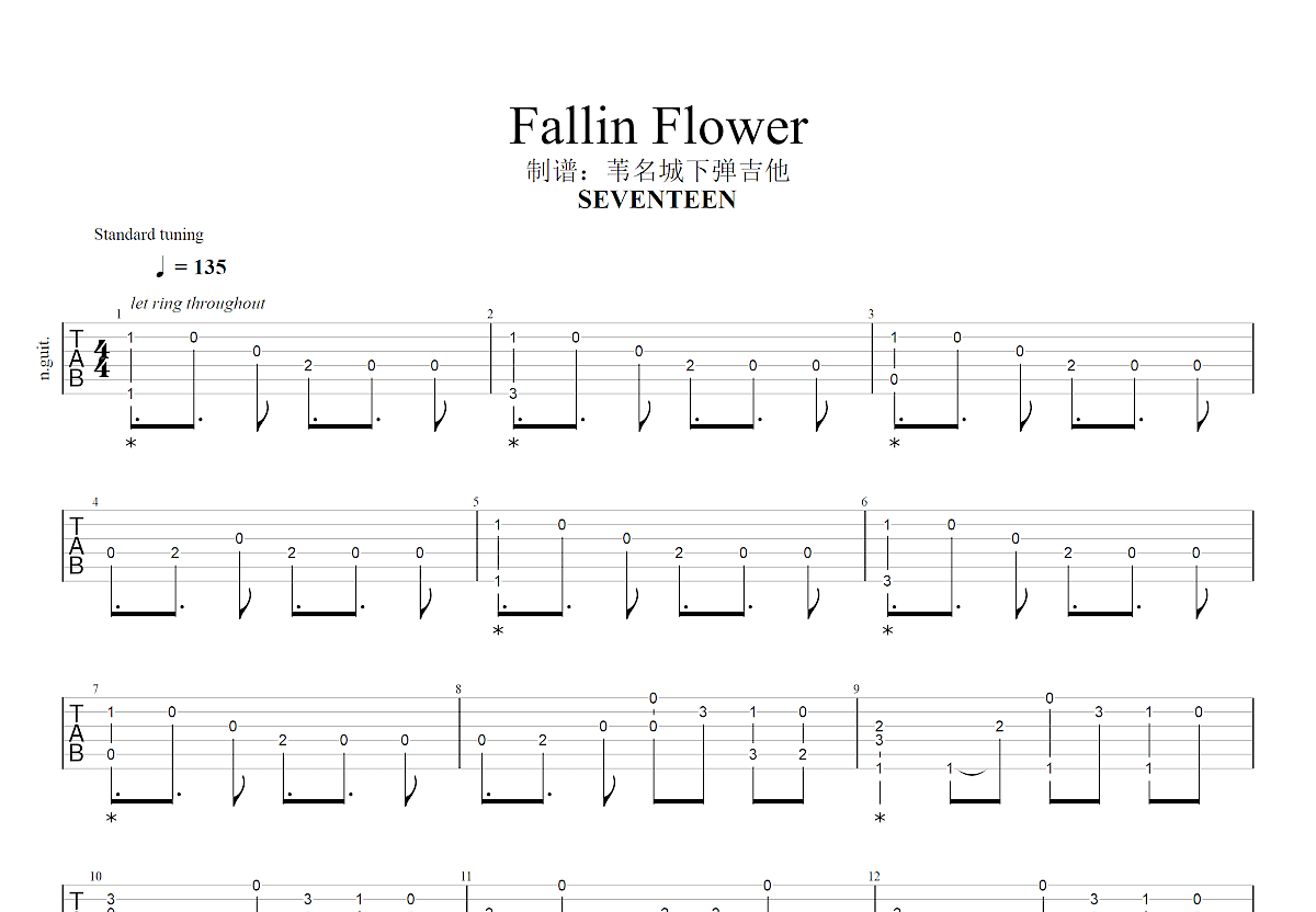 Fallin Flower吉他谱预览图