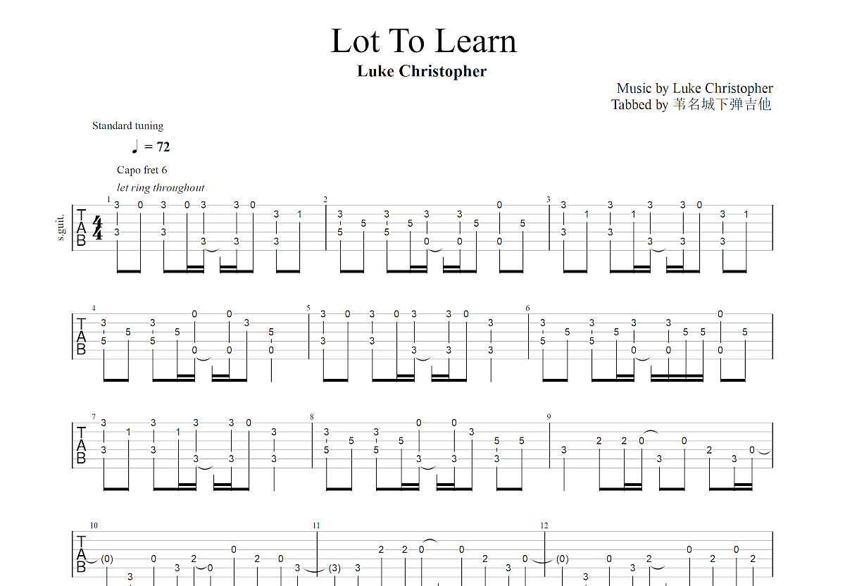 Lot To Learn吉他谱预览图