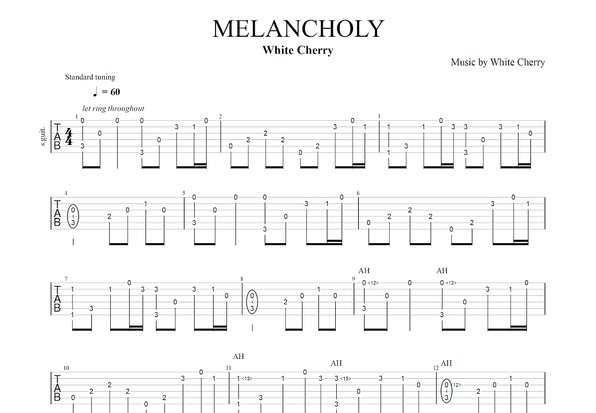 MELANCHOLY吉他谱预览图