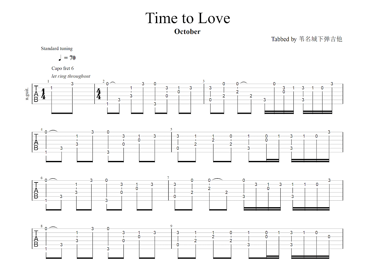 Time to Love吉他谱预览图