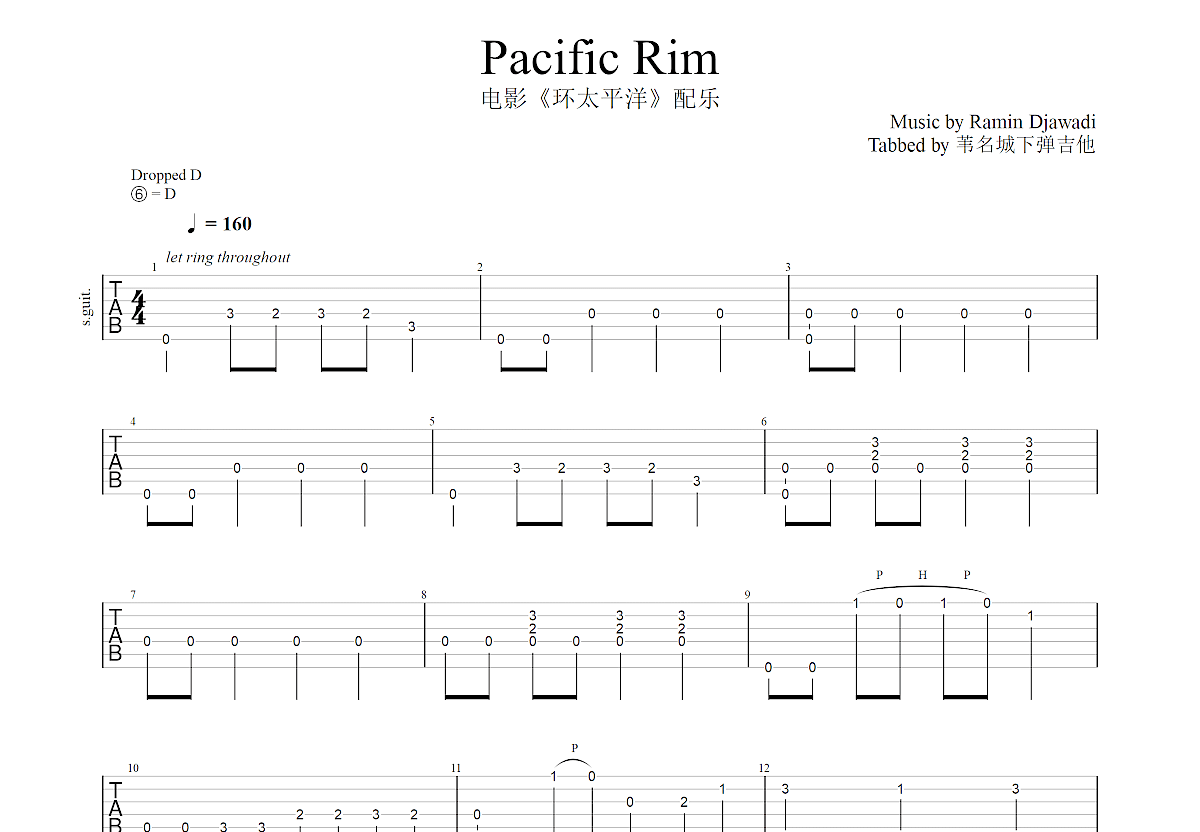 Pacific Rim吉他谱预览图