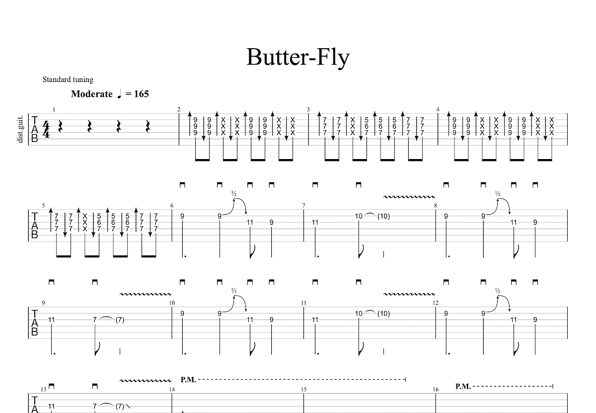 Butter-fly吉他谱预览图