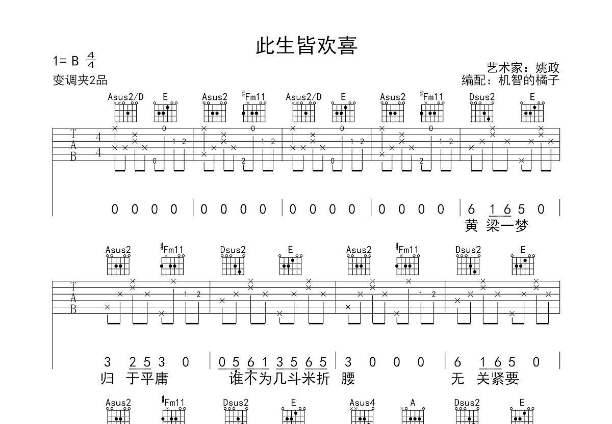 此生皆欢喜吉他谱预览图