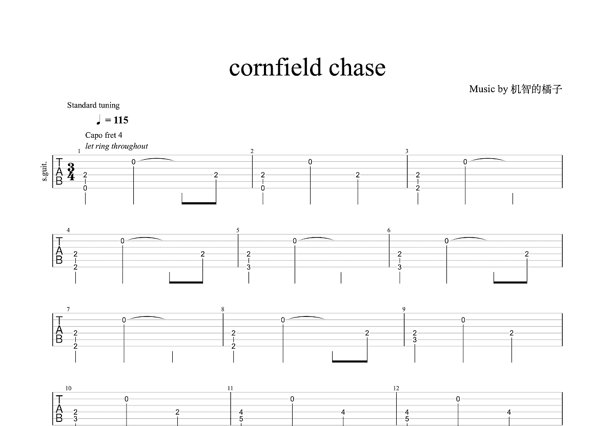 cornfield chase吉他谱预览图