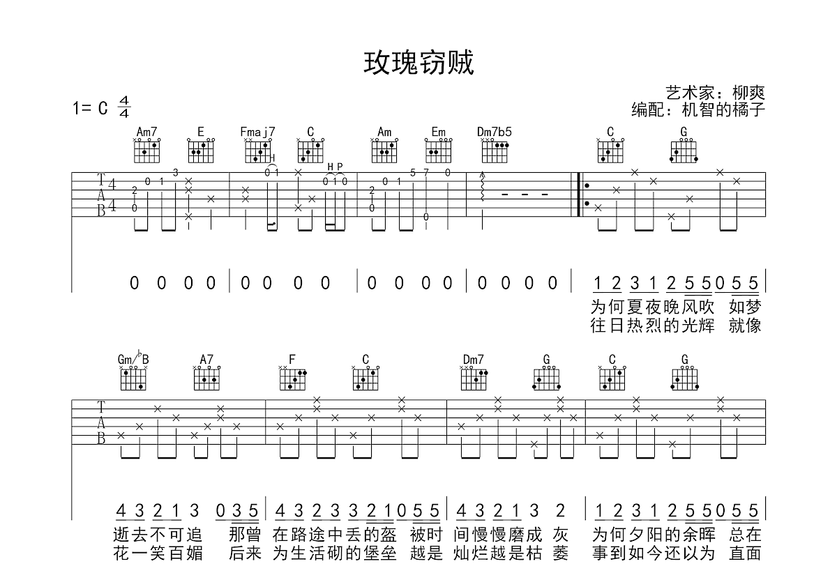 玫瑰窃贼吉他谱预览图