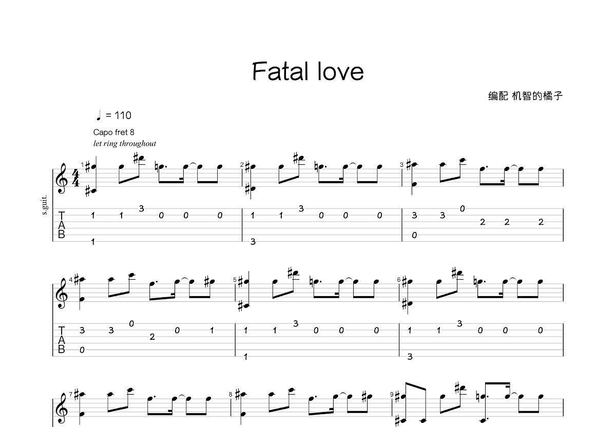 Fatal Love吉他谱预览图