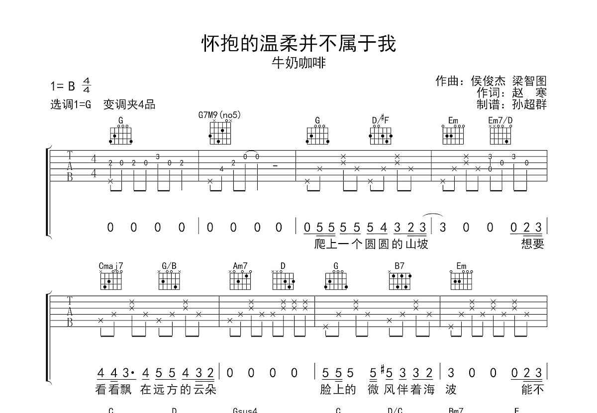 怀抱的温柔并不属于我吉他谱预览图