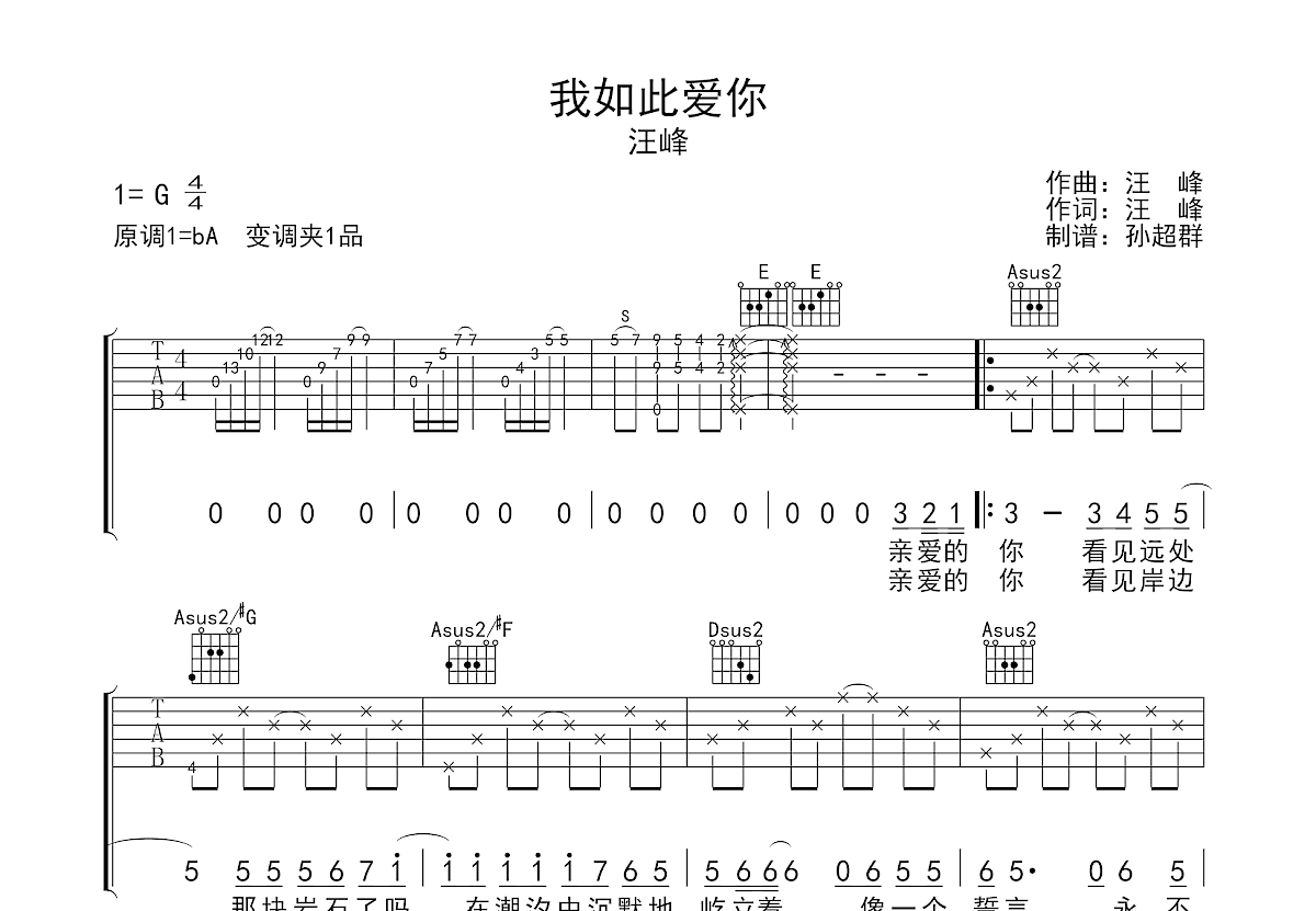 我如此爱你吉他谱预览图