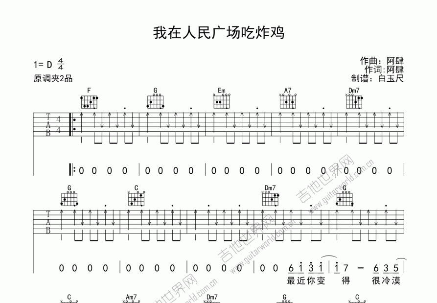 我在人民广场吃着炸鸡吉他谱预览图