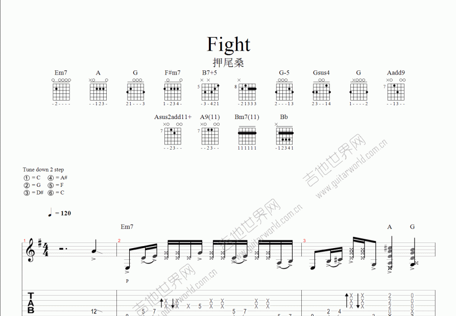 Fight吉他谱预览图