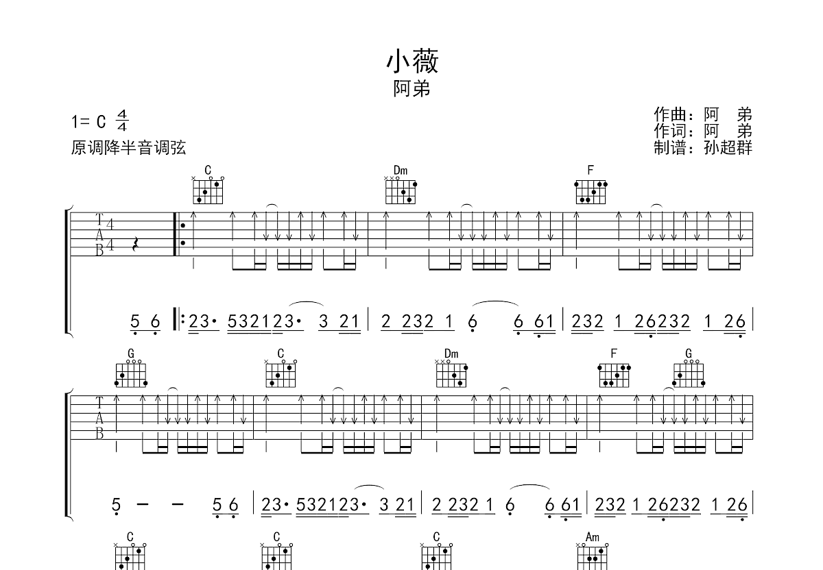 小薇吉他谱预览图